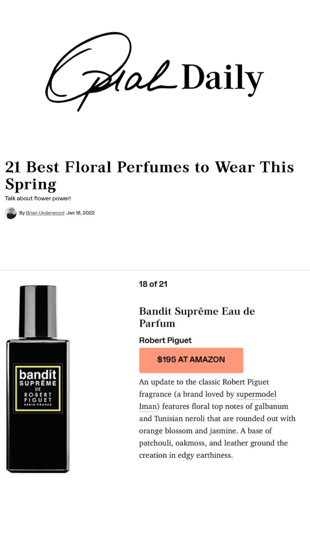 Oprah Daily 21 Best Floral Perfumes to Wear This Spring: Bandit Supreme