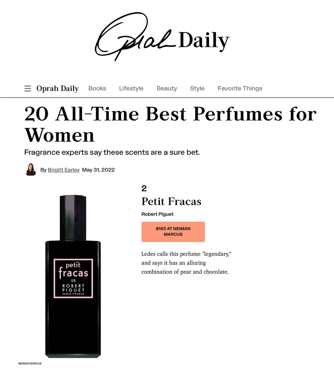 Petit Fracas is one of Oprah Daily's 20 All-Time Best Perfumes for Women